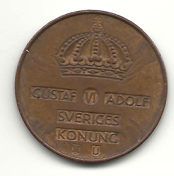 5 öre 1962 flagad stamp på båda sidorna 1+
