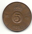 5 öre 1962 flagad stamp på båda sidorna 1+