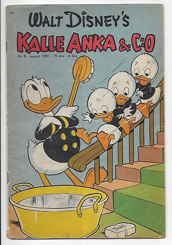 Kalle Anka & C:O 1951 Nr 8 GD/VG Litet Klotter
