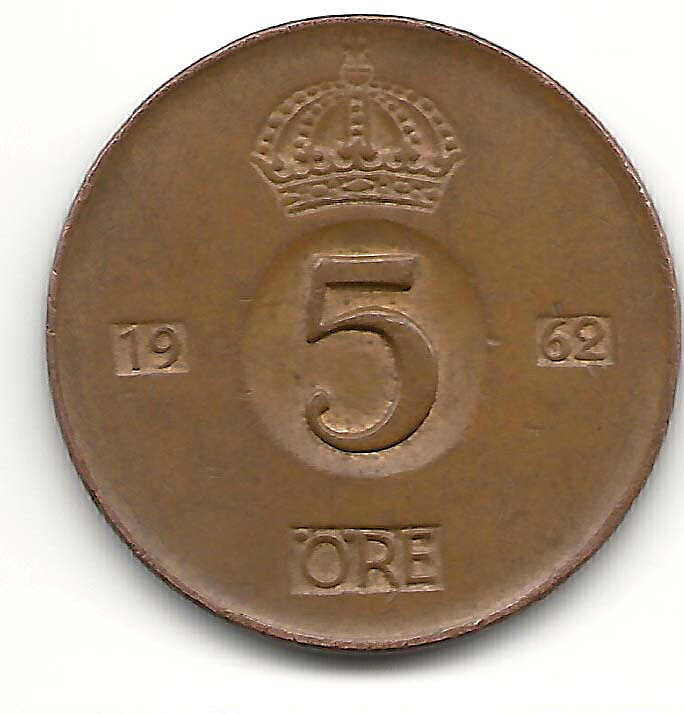 5 öre 1962 fyllt V 1+
