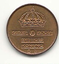 1 öre 1955 flagad stamp god 1+