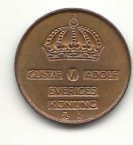 1 öre 1955 flagad stamp god 1+