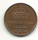 1 öre 1956 flagad stamp på båda sidorna 1+