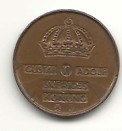 1 öre 1956 flagad stamp på båda sidorna 1+