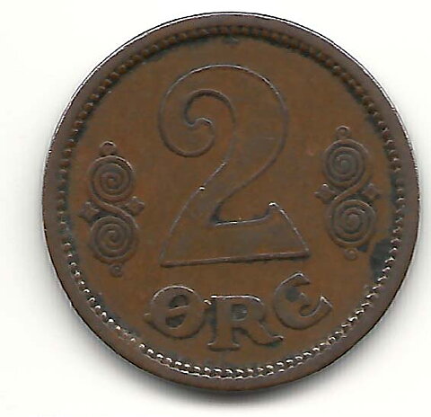 Danmark 2 öre 1914 1/1+