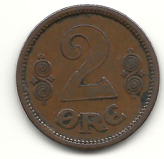 Danmark 2 öre 1914 1/1+