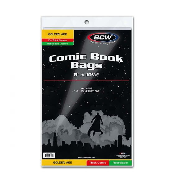 BCW Golden Comic Book Bags Thick 203 x 266 mm Resealable (100 st)