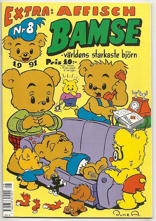 Bamse 1991 Nr 8 NM Ny Oläst med Affisch