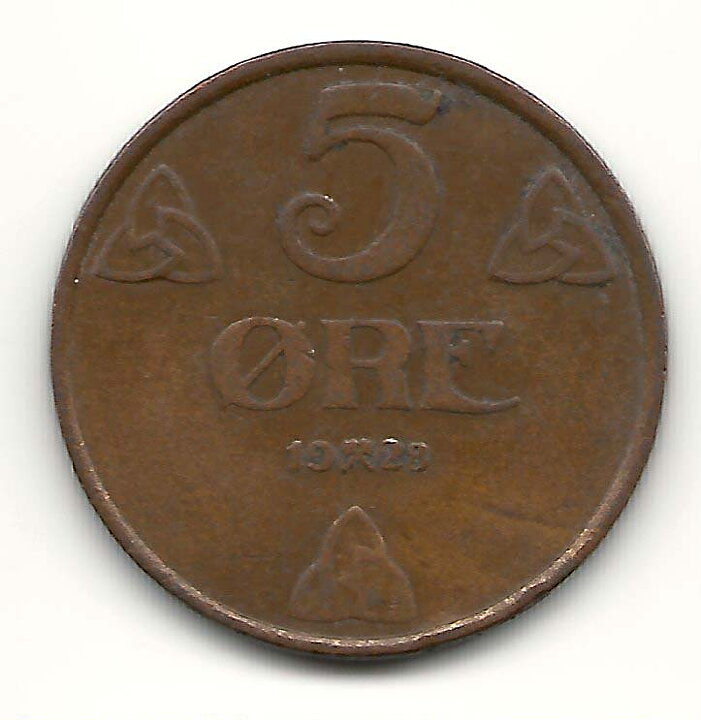 Norge 5 öre 1928 1
