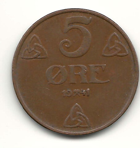 Norge 5 öre 1941 god 1