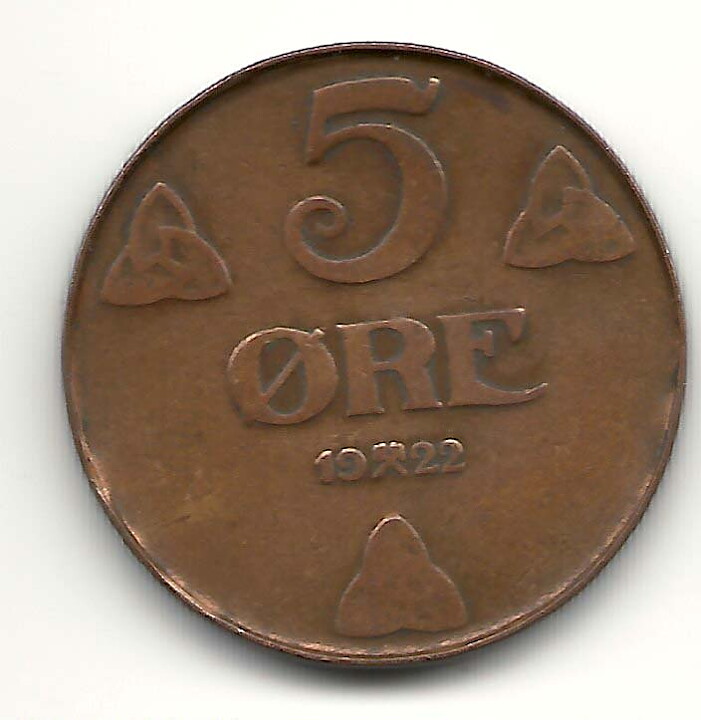 Norge 5 öre 1922 1?/1