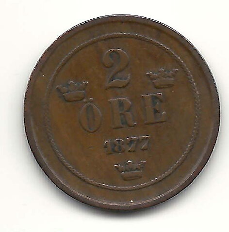 2 öre 1877 kort text 1?/1