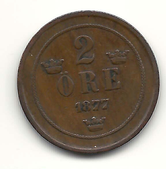 2 öre 1877 kort text 1?/1