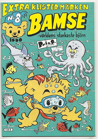 Bamse 1990 Nr 8 NM Ny Oläst med Klistermärken