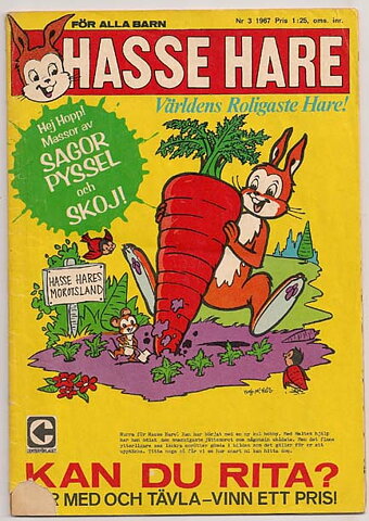Hasse Hare 1967 Nr 3 GD Bit Saknas Framsida/Ifyllda Uppgifter