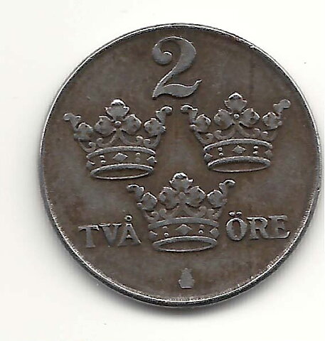 2 öre 1942 järn klump på R 1