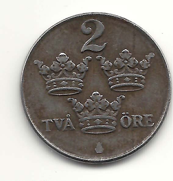 2 öre 1942 järn klump på R 1