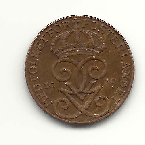 1 öre 1929 rak 2:a god 1