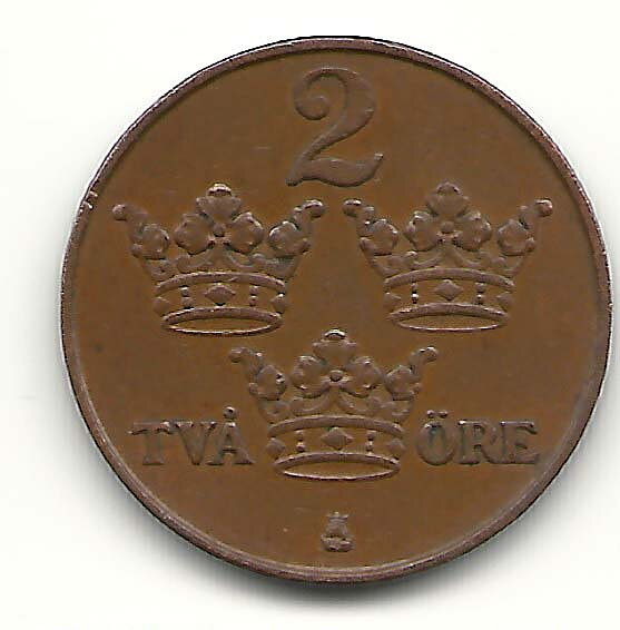 2 öre 1916 lång 6:a nära 1+