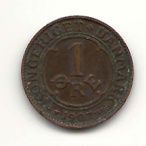 Danmark 1 öre 1907 god 1