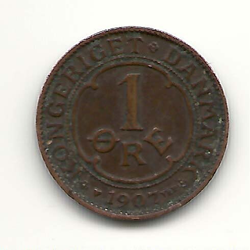 Danmark 1 öre 1907 god 1