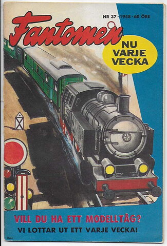 Fantomen 1958 Nr 37 FR/GD Omslaget Nästan Delat