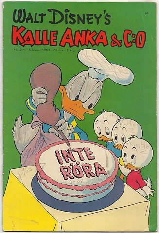 Kalle Anka & C:O 1954 Nr 2 VG Klotter