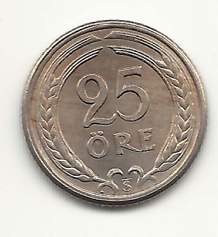 25 öre 1947 nickel god 01 liten repa