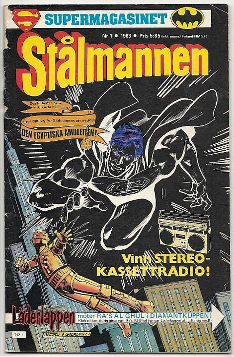 Stålmannen 1983 Nr 1 GD Klippt Kupong Baksida/Klotter