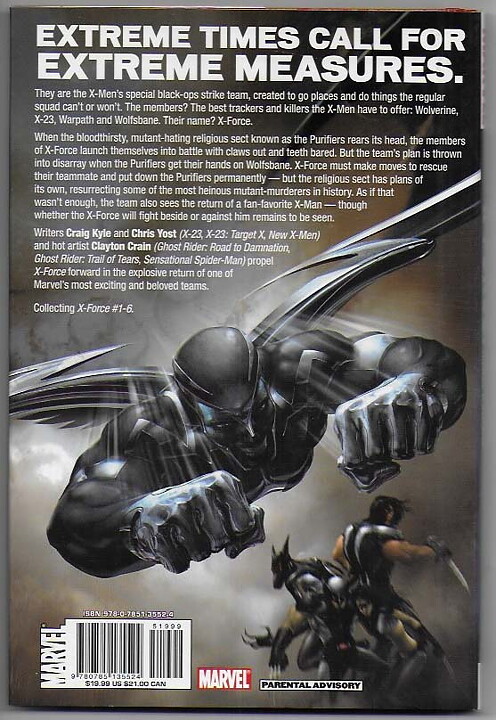 X-Force: Volume 1 - Angels & Demons Premiere Edition HC NM Svagt solblekt på ryggen