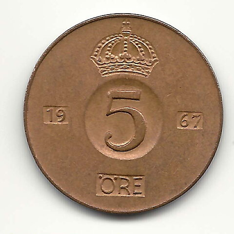 5 öre 1967 klump på 5:an nära 01