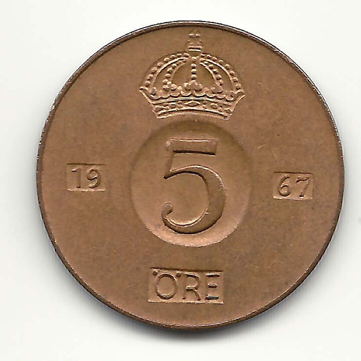 5 öre 1967 klump på 5:an nära 01