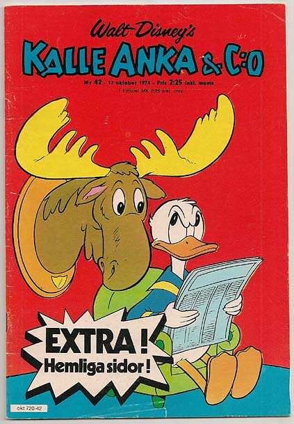Kalle Anka & C:O 1974 Nr 42 VG med Hemliga Sidor