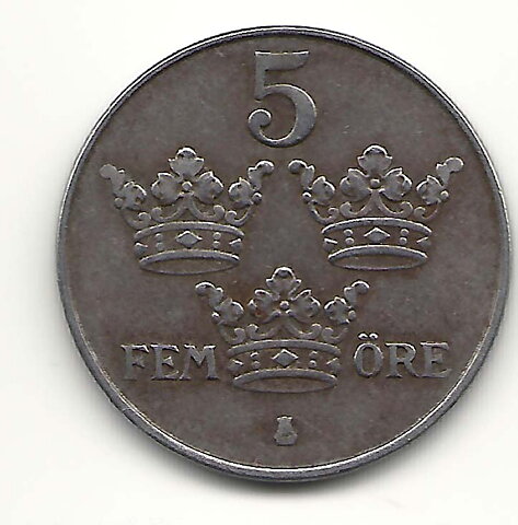 5 öre 1950 extra streck i kronan 1