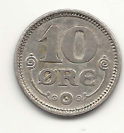 Danmark 10 öre 1919 1/1+