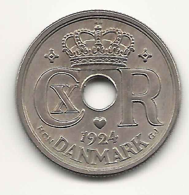 Danmark 25 öre 1924 1+