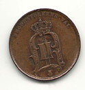 2 öre 1874 vriden ca 10 grader 1+/01