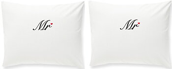 Örngott slätt Mr / Mrs 2-pack