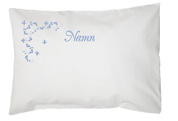 Örngott eko percale spjälsäng vit Blomranka namn