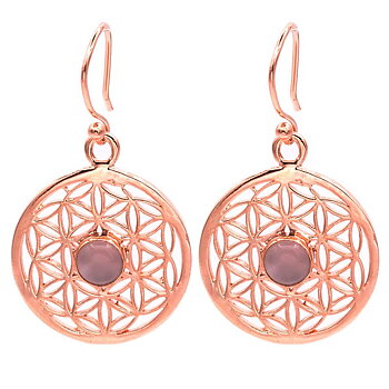 Earrings Flower Of Life With Rose Quarz