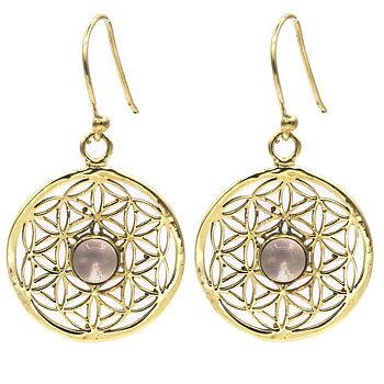 Earrings Flower Of Life With Rock Crystal