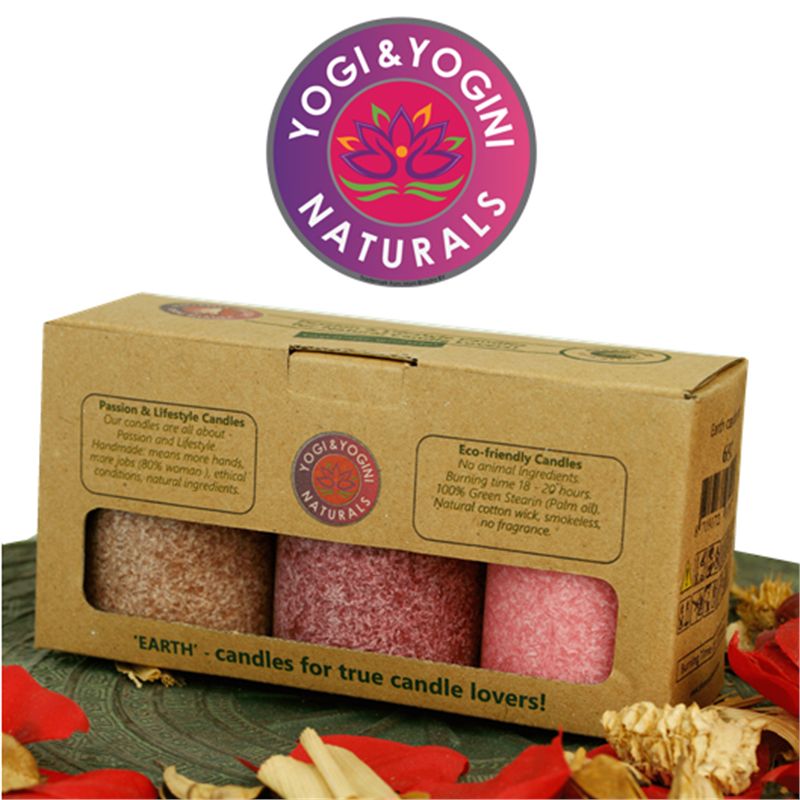 Sustainable Stearin Candles 3 X Earth -- 8X5.5 Cm - 2