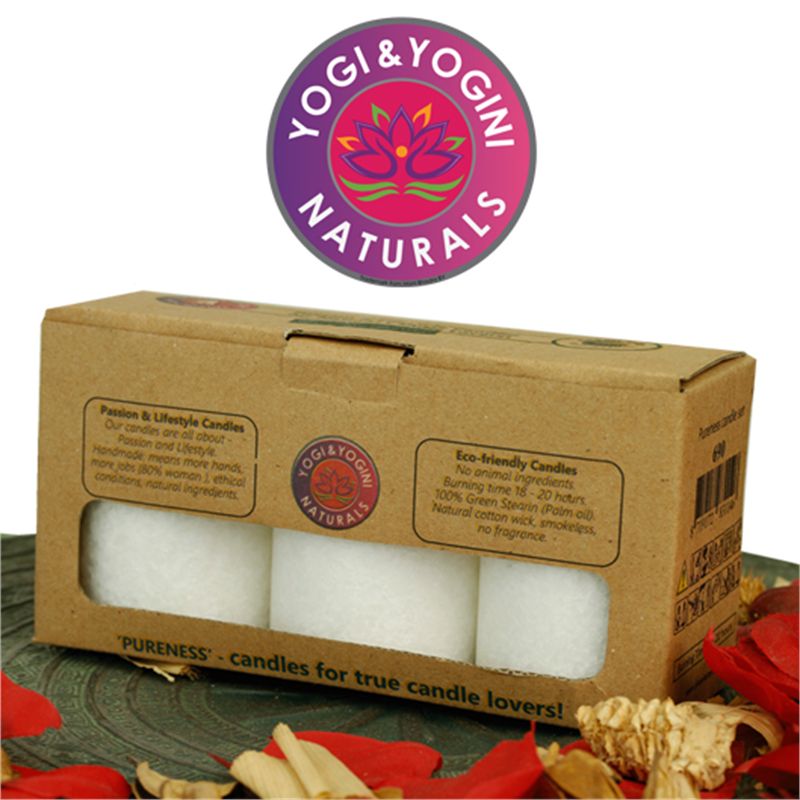 Sustainable Stearin Candles 3 X Pureness -- 8X5.5 Cm - 2