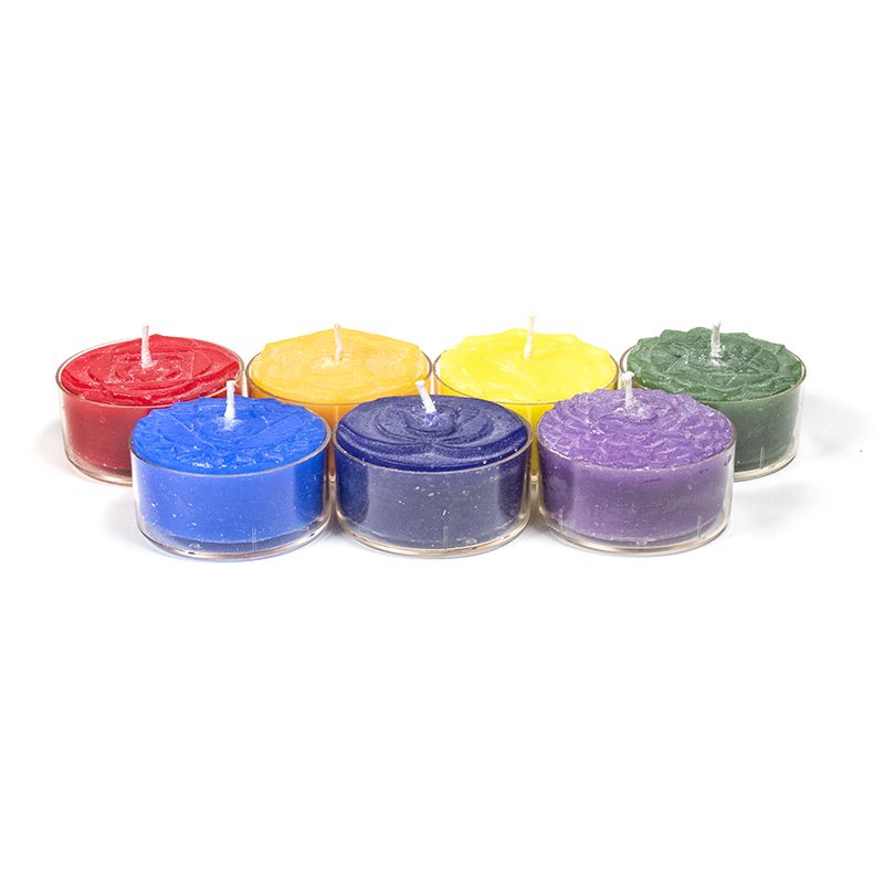 Chakra Scented Tea Light Candles Set Of 7 -- 4X2 Cm