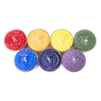 Chakra Scented Tea Light Candles Set Of 7 -- 4X2 Cm