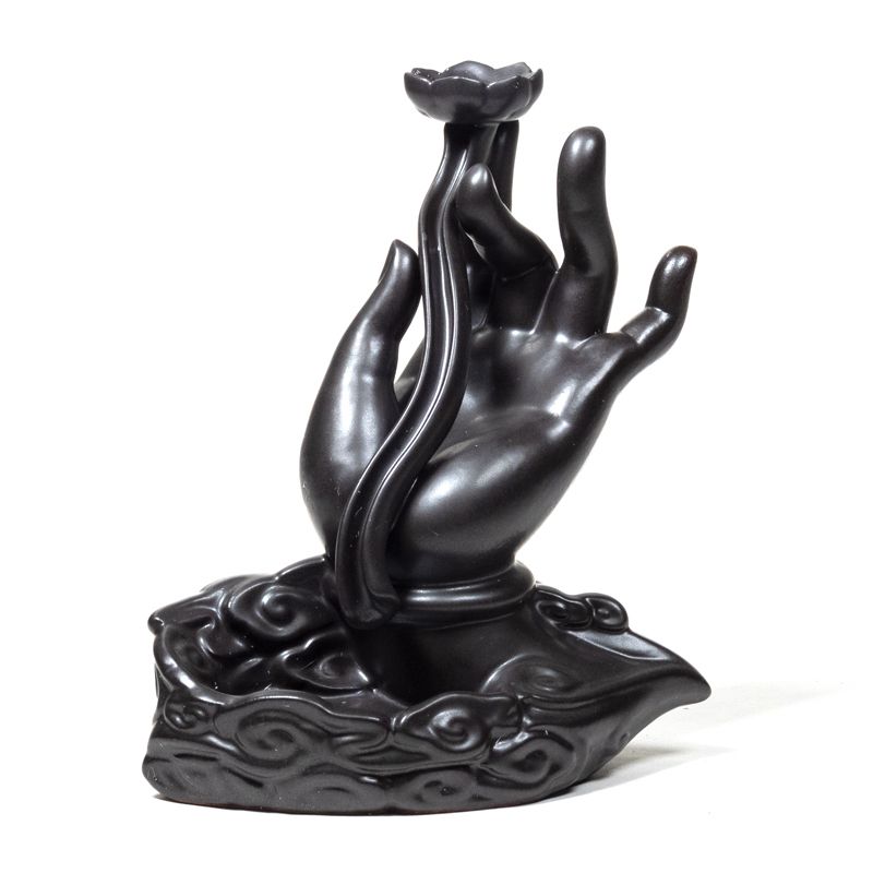 Backflow Incense Burner Lotus Hand -- 16X14,5Cm