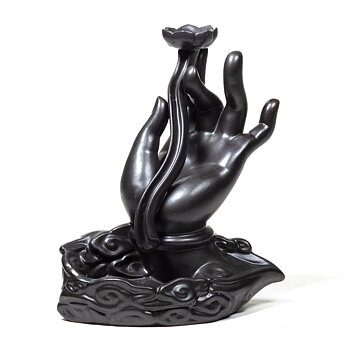 Backflow Incense Burner Lotus Hand -- 16X14,5Cm