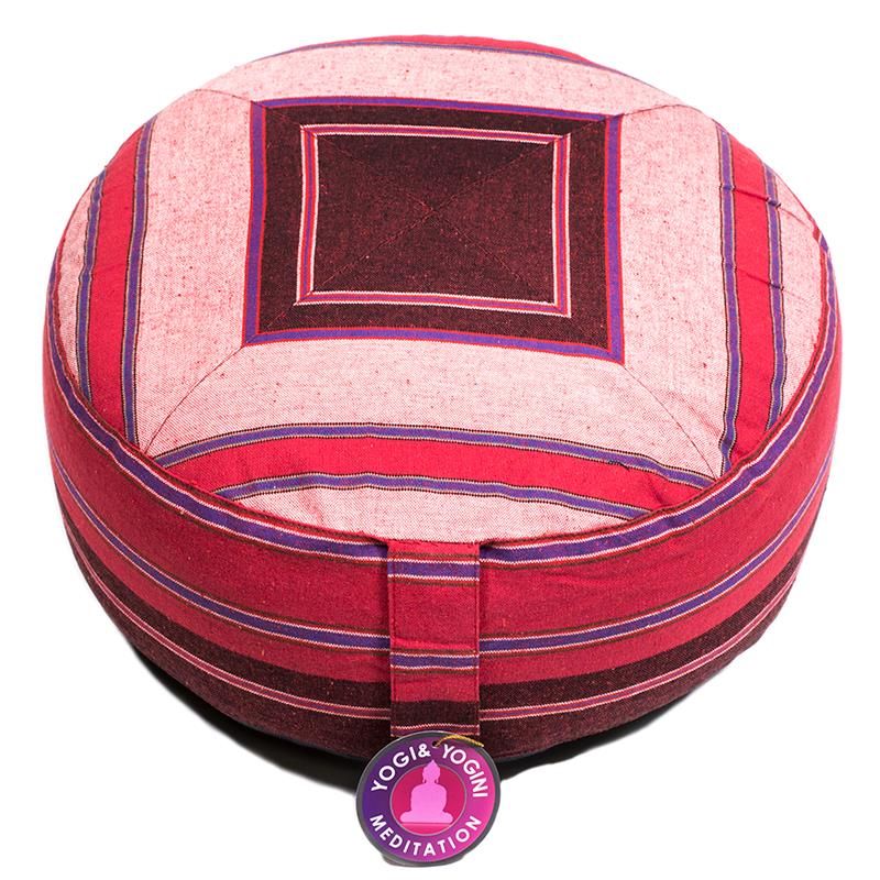 Meditation Cushion Pink/Red Pattern Multi -- 33X17 Cm