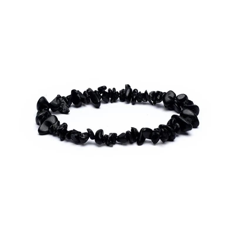 Bracelet Black Tourmaline Chips Elastic