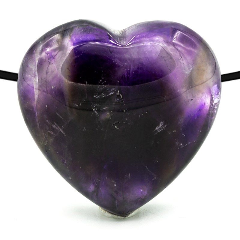 Heart-Shaped Pendant Amethyst Drilled -- 2.0 Cm